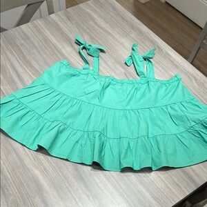 American Eagle Green Ruffle Top